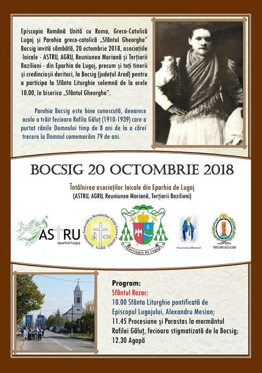 Pelerinaj la Bocsig în data de 20 octombrie 2018